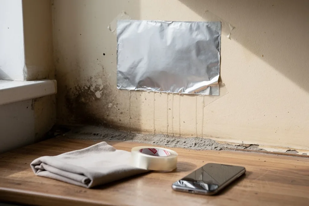 Arquitetos recomendam usar papel‑alumĂnio na parede para detectar umidade em 24 a 48 horas