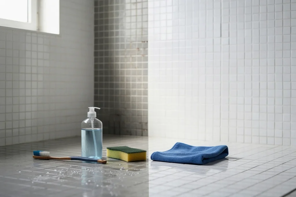 Bastam 10 minutos e um produto barato da loja. Seus rejuntes voltam a ficar brancos