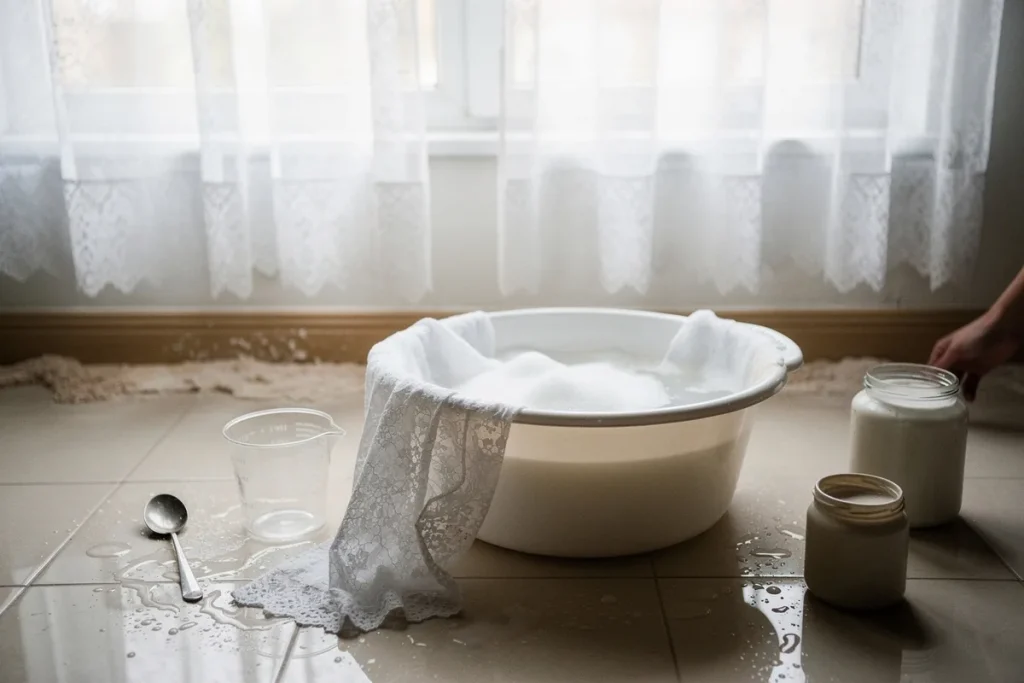 Cortinas de renda ficam brancas e perfumadas como nunca: faça isto antes de lavar